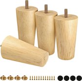 Meubelpoten - Set van 4 - 4 inch - Rond - Rechte, taps toelopende houten poten - Accessoires voor bankpootondersteuning - Vervangende onderdelen voor kasten, banken, dressoirs, stoelen, voetenbankjes, tafels.
