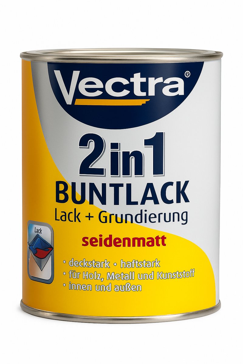 Vectra 2‑in‑1 Gekleurde Lak & Primer – Zijdemat Beige – 0,75 L – Binnen & Buiten – Waterverdunbaar – Sneldrogend - 3 stuks