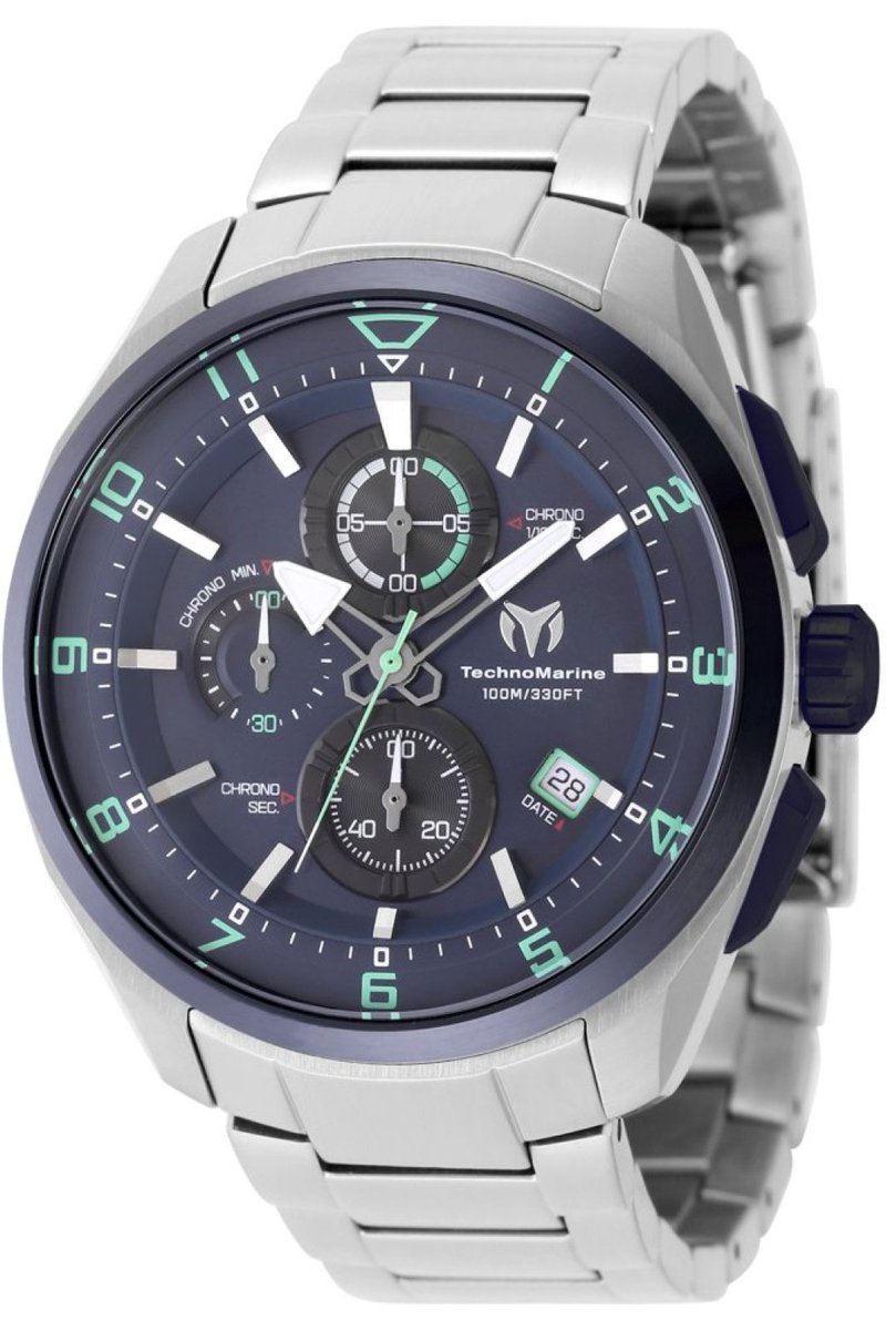 TechnoMarine OCEAN - QUANTUM TM-318117 Heren Horloge - Waterdicht - Analoog - Quartz Uurwerk - Roestvrij Staal met blauwe Wijzerplaat - 44mm