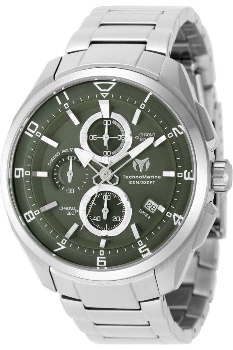 TechnoMarine OCEAN - QUANTUM TM-318116 Heren Horloge - Waterdicht - Analoog - Quartz Uurwerk - Roestvrij Staal met groene Wijzerplaat - 44mm