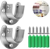 2 stuks Kastroededrager RVS - Voor diameter tot 24 mm Kledingroeden - Kledingstanghouder - Beugel Kledingkast - Plankdrager - Roededrager - Kledingroedehouders - Ronde buishouder voor kastbuizen - Gordijnroede - Voor kleerhangers, douchegordijnroede