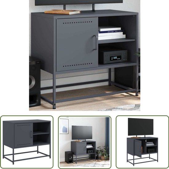 vidaXL Tv-meubel 68x39x60,5 cm staal zwart, tv-meubel, tv kast