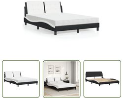 vidaXL Kunstleder Bed - Slaapcomfort - Bedframe zonder matras Zadar kunstleer zwart en wit 120x200 cm - Boxspring Bed - Tweepersoonsbed - Modern Bed