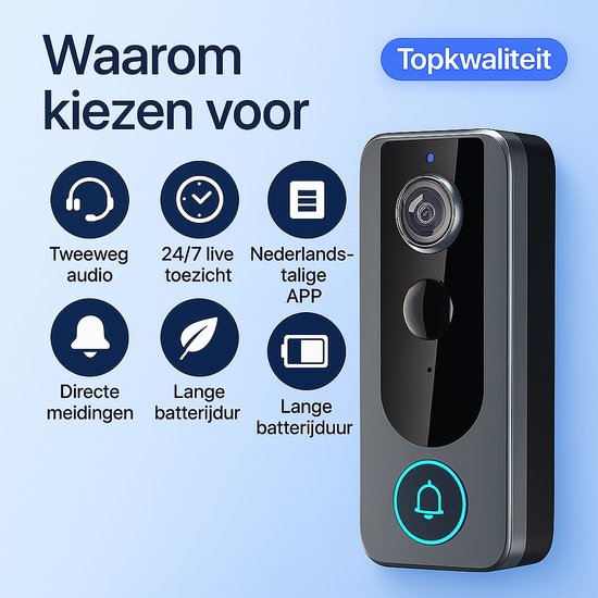 Video Deurbel met Camera - Slimme Deurbel - Videodeurbel met Bewegingsdetectie en Camerabewaking functie - Doorbell - Deurbellen met Camera