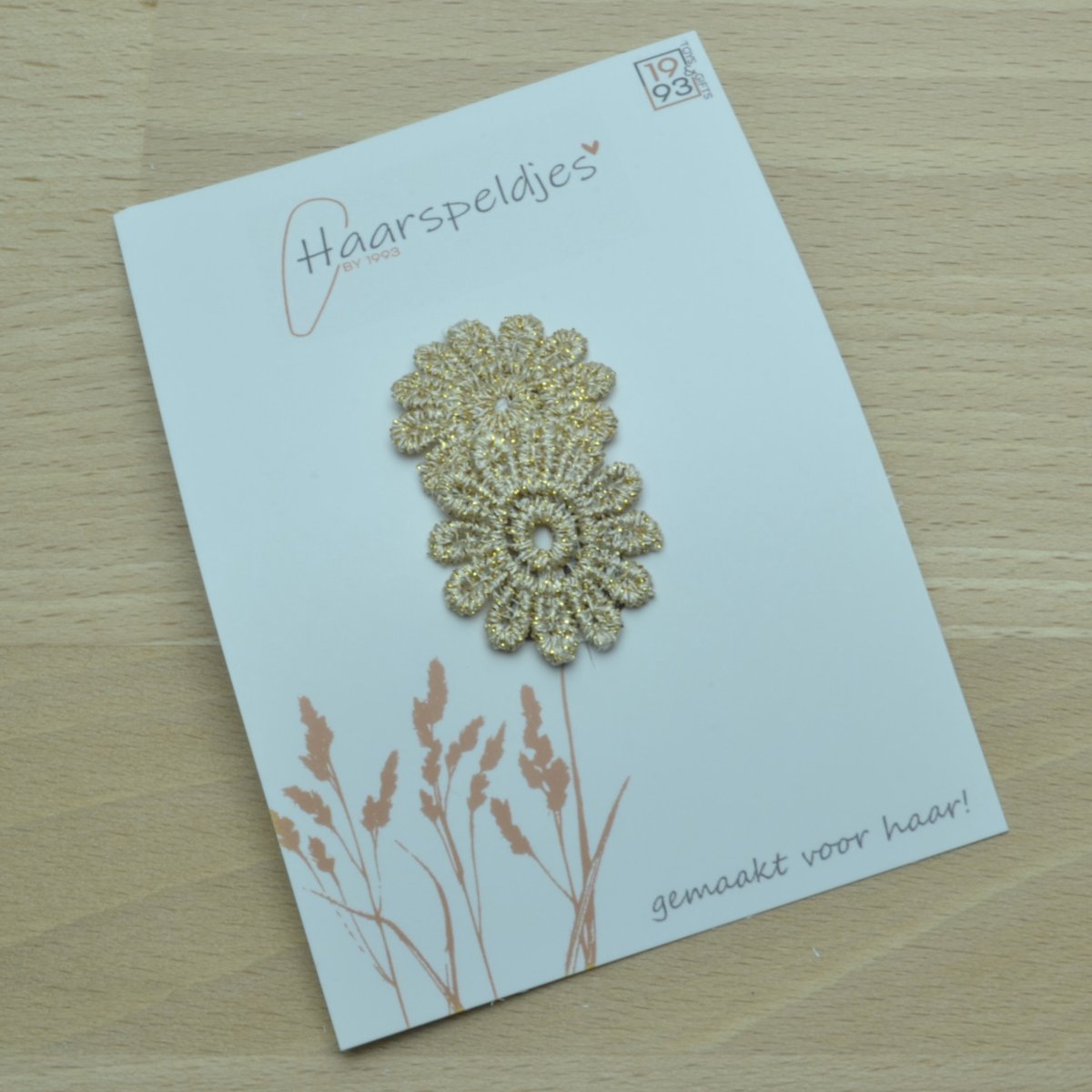 Antislip haarspeldje Lara by 1993 - 2 gouden bloemetjes met opening - haaraccessoires