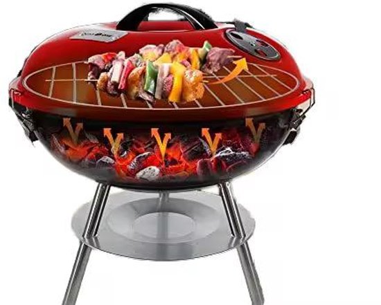 Draagbare Houtskool Barbecue - Ronde BBQ Grill - Voor Camping, Tuin & Picknick - Opvouwbaar & Lichtgewicht - Rood - Apple-vormig van Merkloos — afbeelding 3