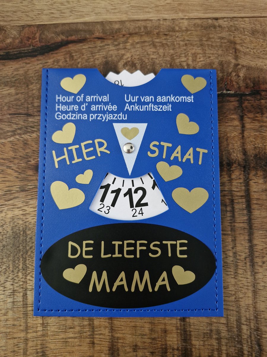 Parkeerschrijf met tekst- Hier staat - De liefste Mama - blauwe zone- parkeerkaart- blauweschijf