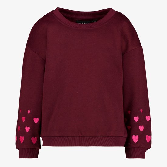 Pull fille TwoDay à cœurs, rouge bordeaux - Taille 122/128