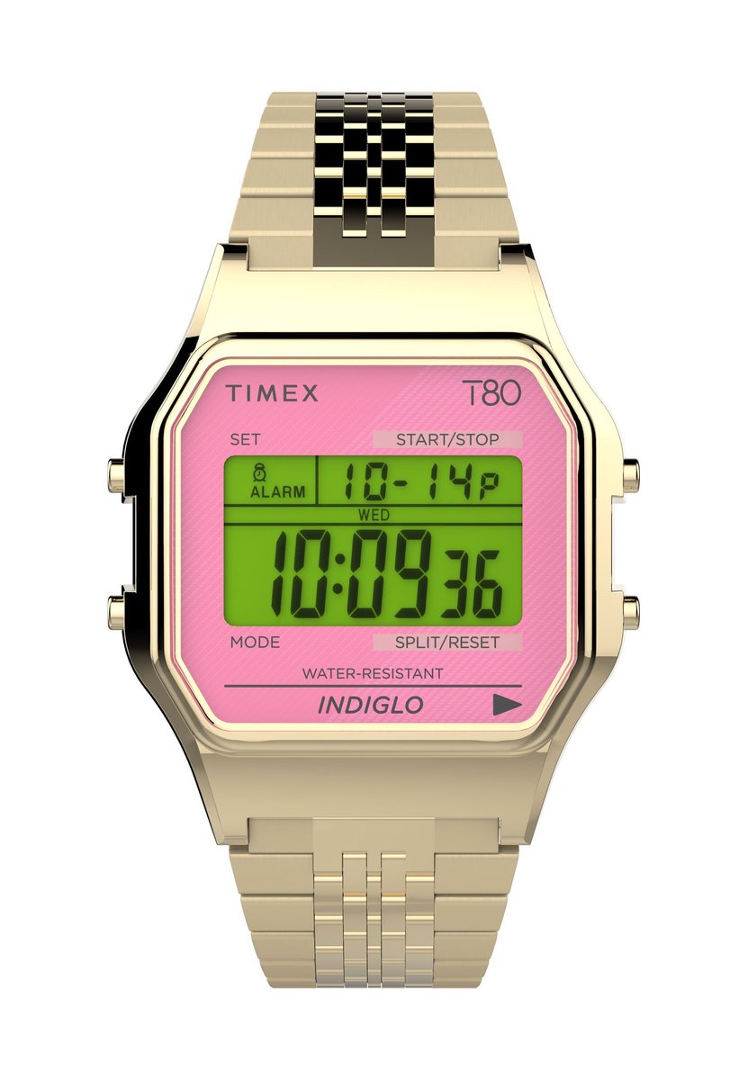 Timex Timex T80 Digital Watch Gouden Toon Case: 100% Low Lead Brass| Bracelet: 100% Stainless Steel 34 mm TW2V19400VG