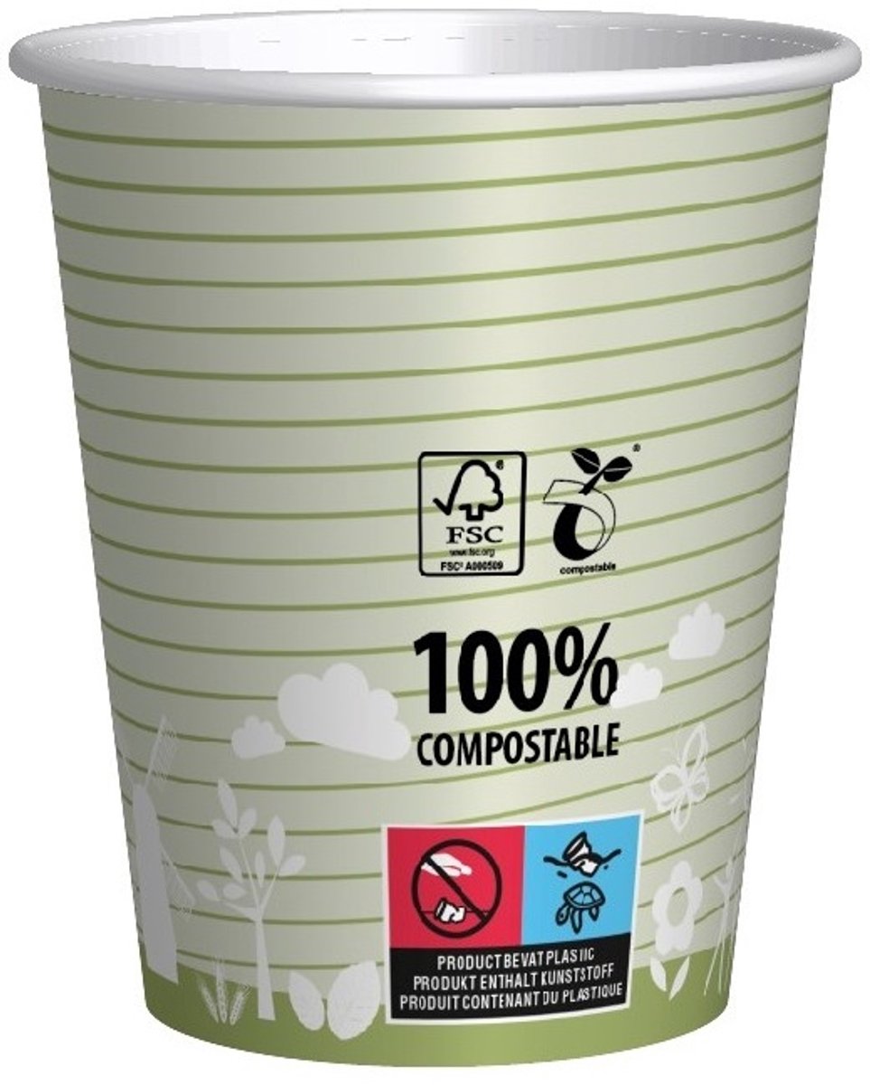 Koffiebeker BIO 200cc/8oz (karton/PLA) - 1.000 st/ds.