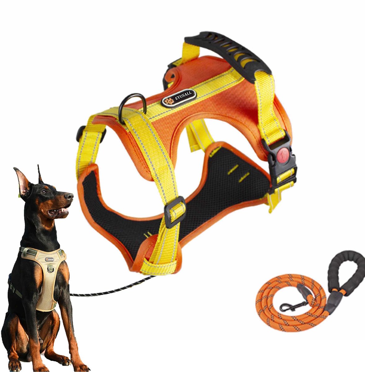 Hondentuigje - Anti-Trek Tuig - met Hondenriem - Reflecterende Strip - Y Tuig Hond - Maat M (10-17kg)