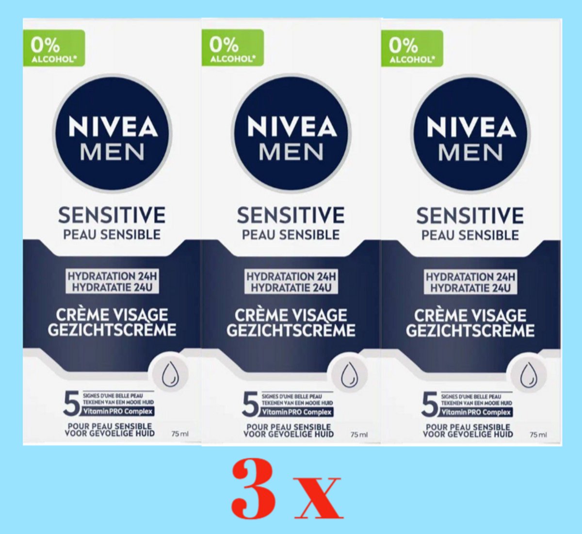 NIVEA Men Sensitive Gezichtscrème 3 x 75 ML