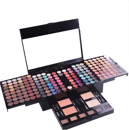 Foto: Naxsir alles in een make up set bruine serie 180 kleuren oogschaduw met make up kwasten fixeren poeder blush contour voor dagelijks feest cosplay