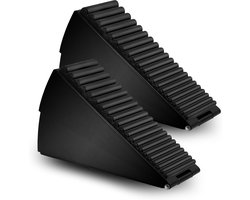 2 stuks zware deurstoppers - Verstelbare deurstopper met hoge wig - Veerbelast met beugel - Met antislip rubber - Deurstopper van roestvrij staal - Voor hoteltapijtdeuren - Voor hardhouten, betonnen en tegelvloeren - Zwart - Tot 3 inch