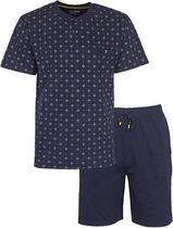 Paul Hopkins Heren Shortama - Polo Sluiting - Pyjama Set - Donkerblauw - Maat L