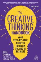 Boek "The Creative Thinking Handbook", 2e editie, met gele gloeilamp en paarse achtergrond.