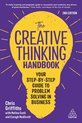 Boek "The Creative Thinking Handbook", 2e editie, met gele gloeilamp en paarse achtergrond.