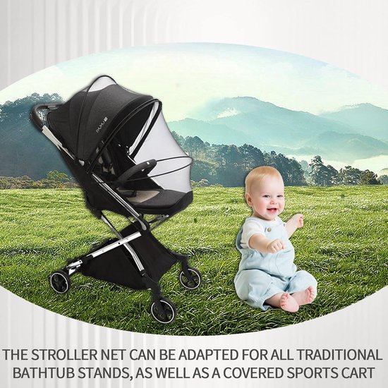 Casteleyn Muggennet voor de kinderwagen - Universeel - Ook voor babynest of campingbed - Buggyklamboe - Muggen- & insectengaas - Klamboe - Muskietennet - Zwart - Casteleyn, Alles voor baby