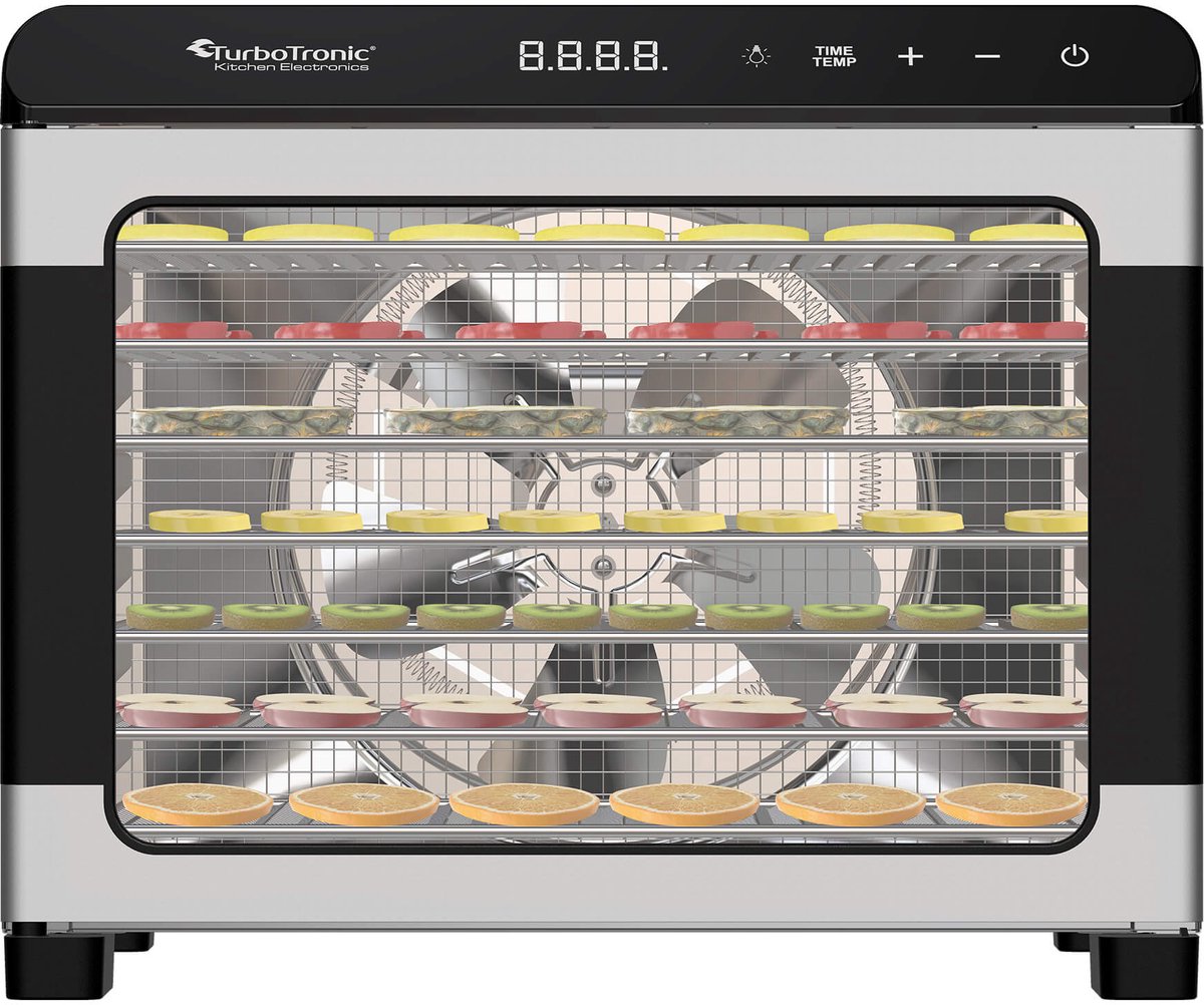 TurboTronic FD55 Voedseldroger XL - Droogoven - 55 Liter - Zilver/Zwart