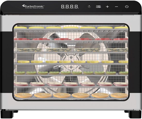 Foto: Turbotronic fd55 voedseldroger xl droogoven 55 liter zilver zwart