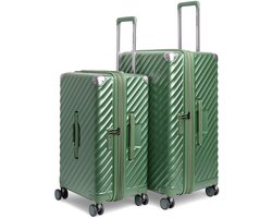 CarryOn Trunk Kofferset - 2-delig - M+L - Harde Trolley - TSA-slot - 4 Wielen - Met Expander - Groen