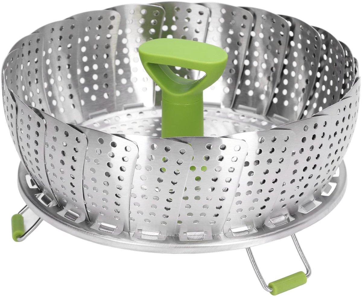 Ibenzoa® Multifunctionele Roestvrijstalen Stoominzet met Handgreep, Opvouwbaar en Vaatwasmachinebestendig voor Groenten en Zeevruchten