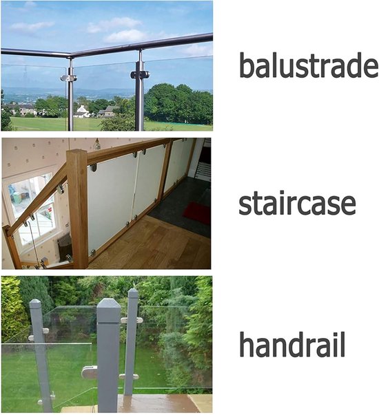 4 stuks RVS glasklemmen, aanpasbaar voor 8–10 mm glas, Spiegelbevestiging, Glazen railing, keukenachterwand glas van Merkloos — afbeelding 3