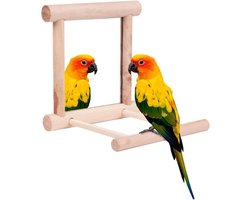 Vogelschommel - 10×10×10cm - Met spiegel - Speelgoed voor papegaaienkooien - Schommel met spiegel - Accessoires voor vogelkooien - Geschikt voor ara's, kaketoes, valkparkieten, kanaries en andere vogels