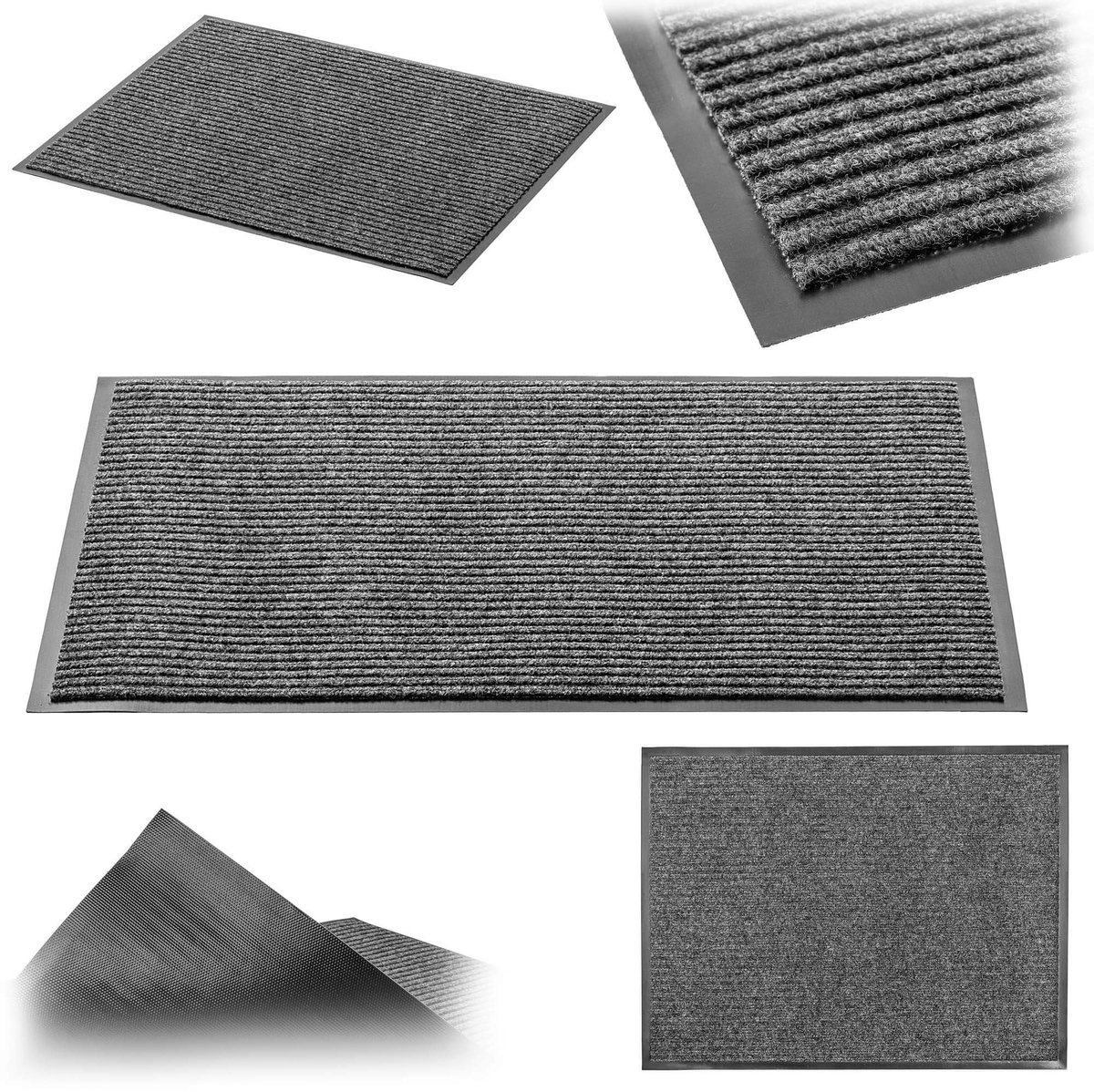 KADAX Antislip vuilvangmat, deurmat voor binnen en buiten, deurmat voor huisdeuren en entrees (grijs, 90x150 cm)