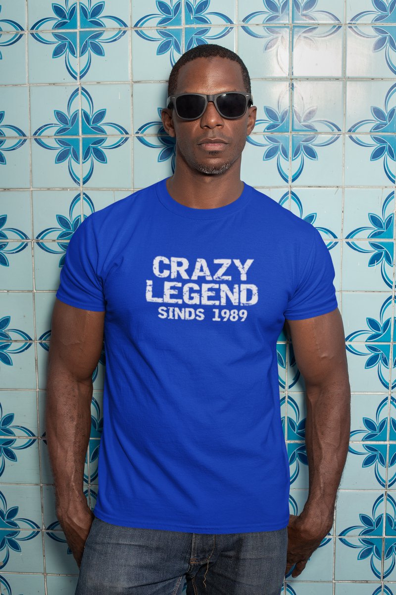 1989 Jaar Blauw T-shirt Heren - Maat M - Legend - Verjaardag Cadeau Mannen - Limited Edition