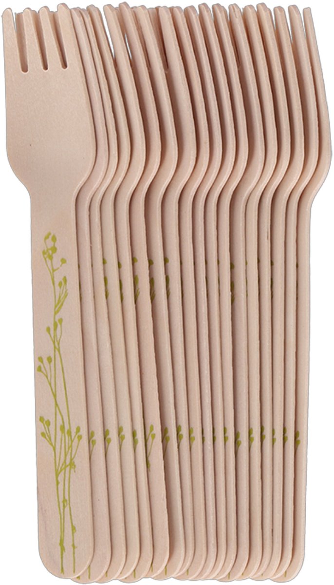 Esschert Design Vorken - hout - 20x - kruidenopdruk - 16 cm - BBQ/Verjaardag/Camping/Party