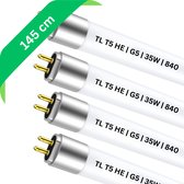 4x T5 HE TL buis 145 cm – 35W – G5 fitting – Ø 1.6 cm – 840 Koel Wit 4000K – Multipack