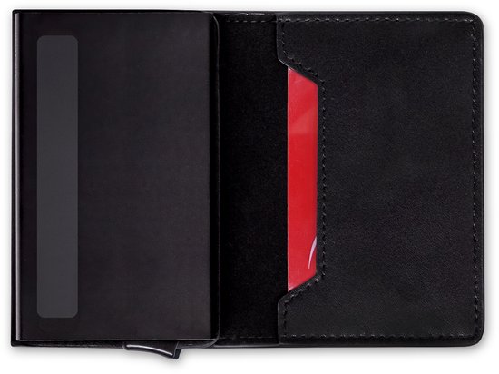 The Verge® Slim Pro - Pasjeshouder Uitschuifbaar - Kaarthouder - Pasjeshouder Mannen & Vrouwen - RFID Creditcardhouder - Pashouder - 9 pasjes - Zwart Leer - Cadeau Man & Vrouw