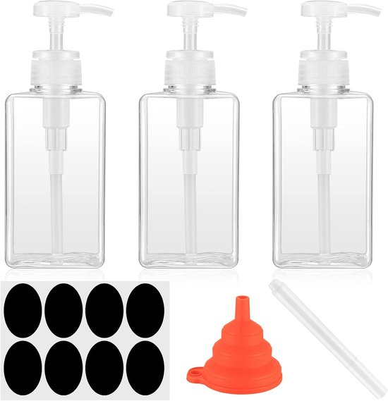 Schuimende zeepdispenser, 2 stuks 450ml navulbare pompfles voor vloeibare zeep, shampoo, body wash