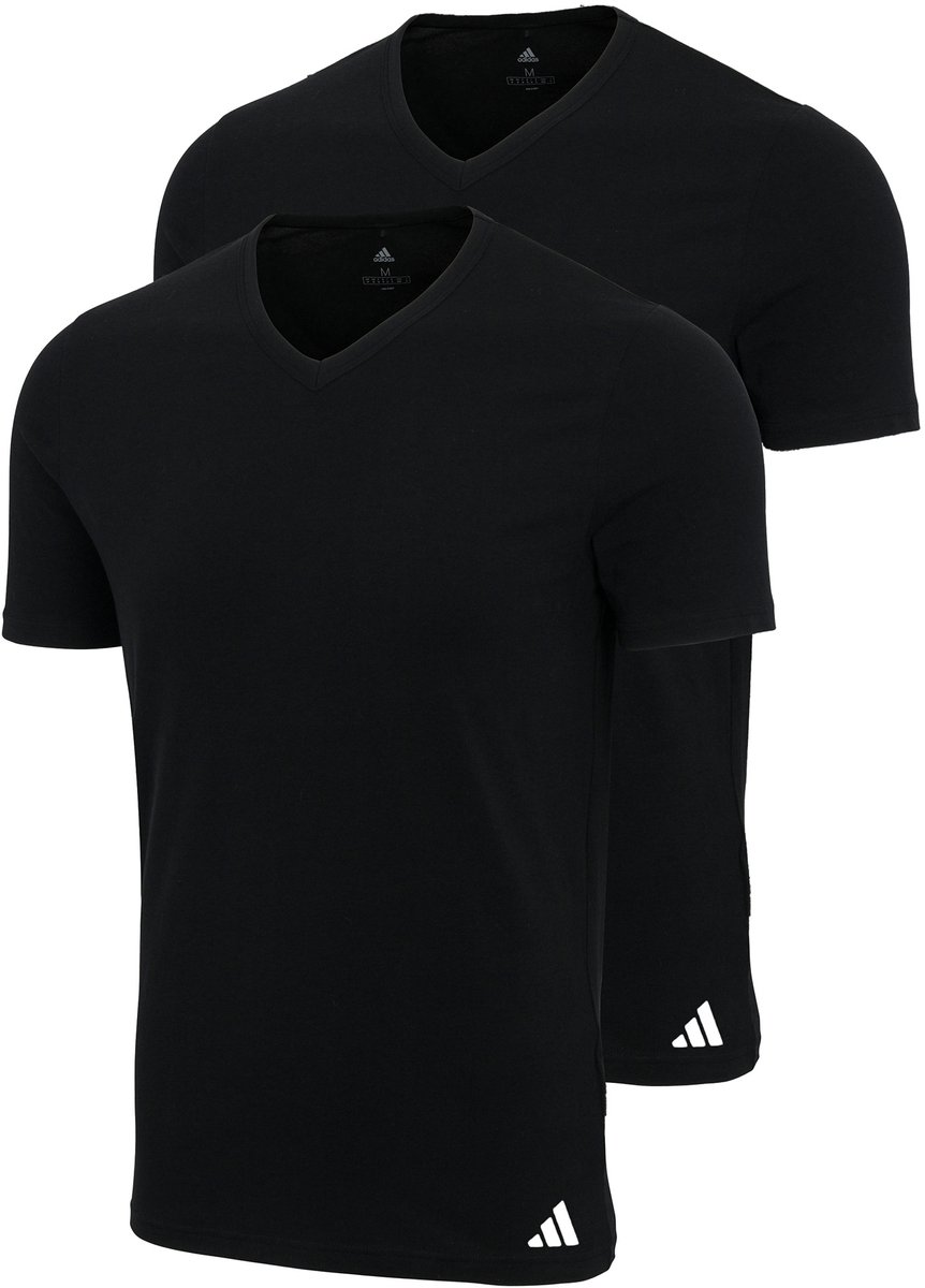 2-pack adidas V-Hals T-shirt Heren V-Hals Katoen Zwart