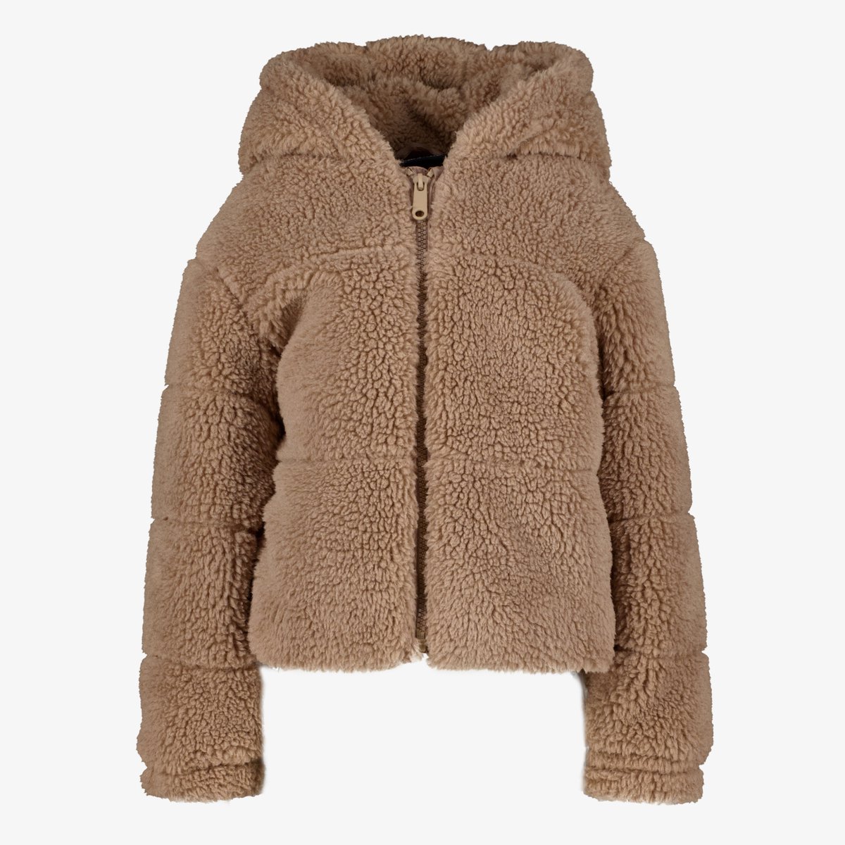 TwoDay meisjes teddy jas met capuchon lichtbruin - Maat 92