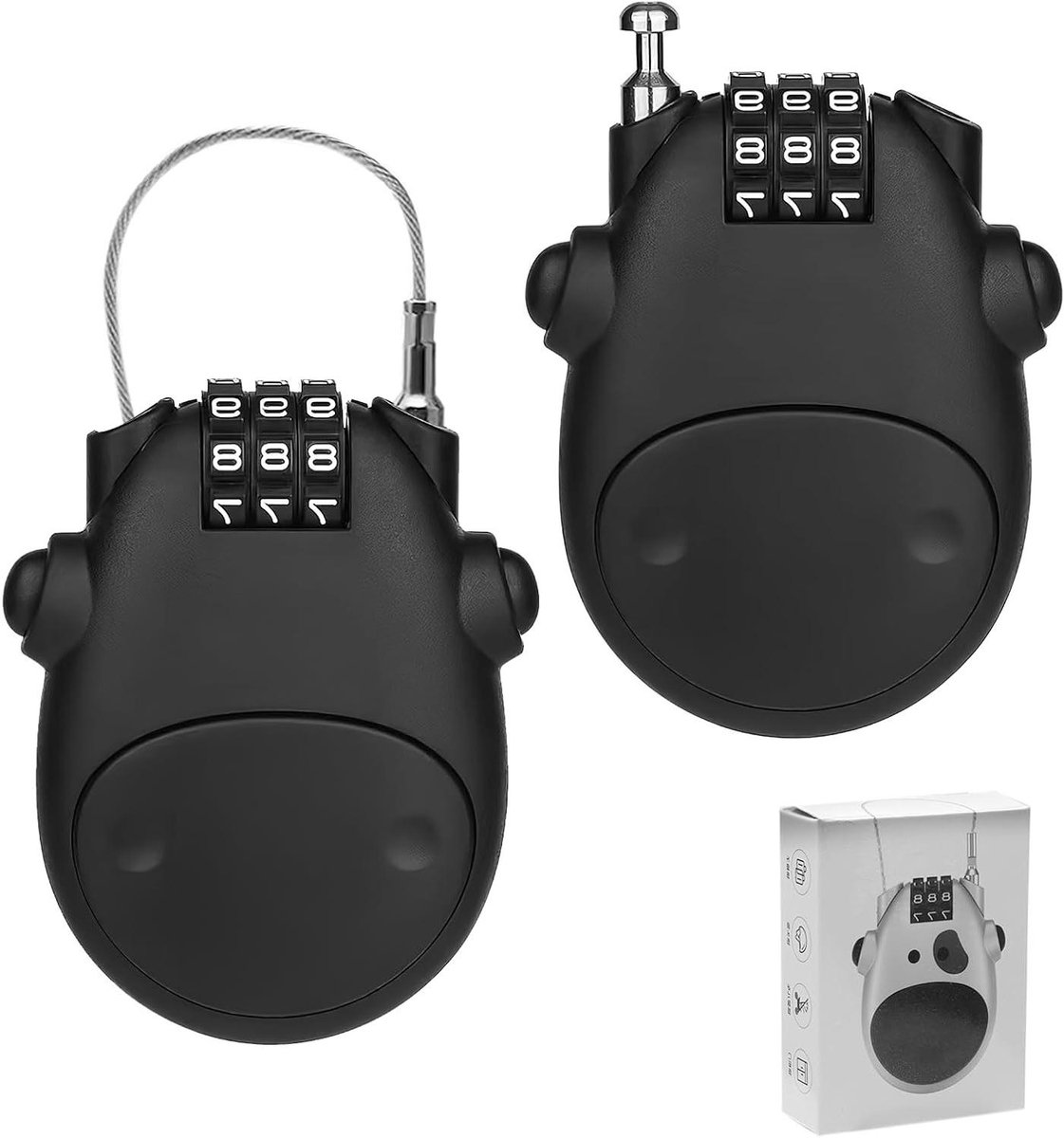 ByShane - Kabelslot voor motorfiets en scooter - Waterdicht cijferslot - 75 cm - Met cijfercode - Draadslot - Helmslot - 2 stuks