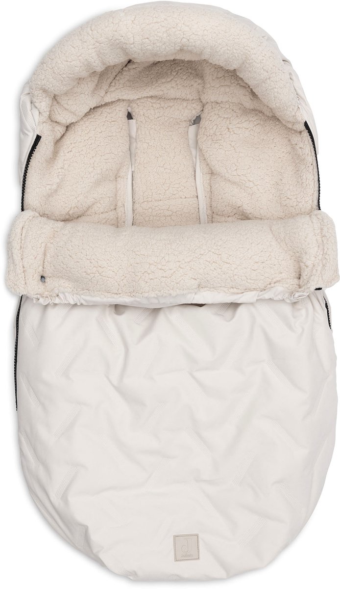 Jollein - Voetenzak voor Autostoel & Kinderwagen (Sand) - Embossed - Katoen - Footmuff Maxi Cosi, Kinderwagen of Autostoel - 42x82cm van Jollein — afbeelding 2
