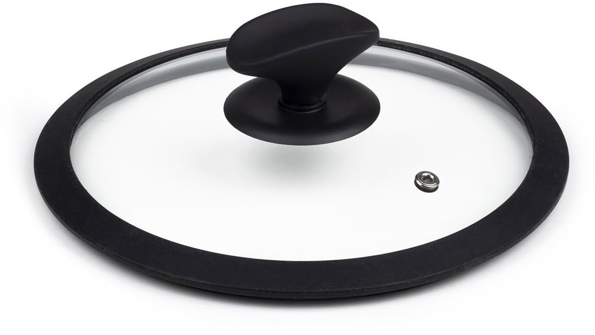 Rosmarino Pandeksel 20 cm - Universeel - Pannendeksel met siliconen rand - Anti Spatdeksel voor Pannen - Zwart