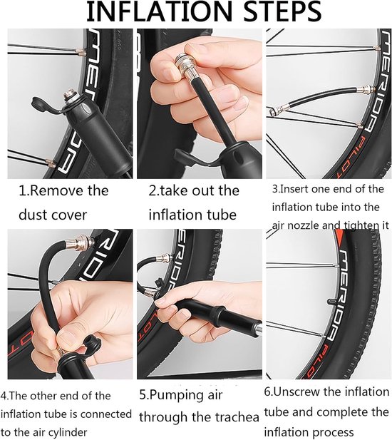 Fietspomp-fietspomp klein-fietspomp mini-2-delige fietsbandenpomp - Fietsminipomp - Voor racefietsen, mountainbikes en BMX-fietsen - Inclusief montageset - Zwart-19.5x3cm — afbeelding 2