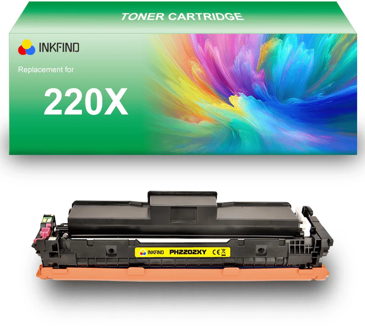 INKFIND 220X (W2202X) Geel tonercartridge compatibel met HP 220X (W2202X) Geel en toner cartridge - 1-pack Geel