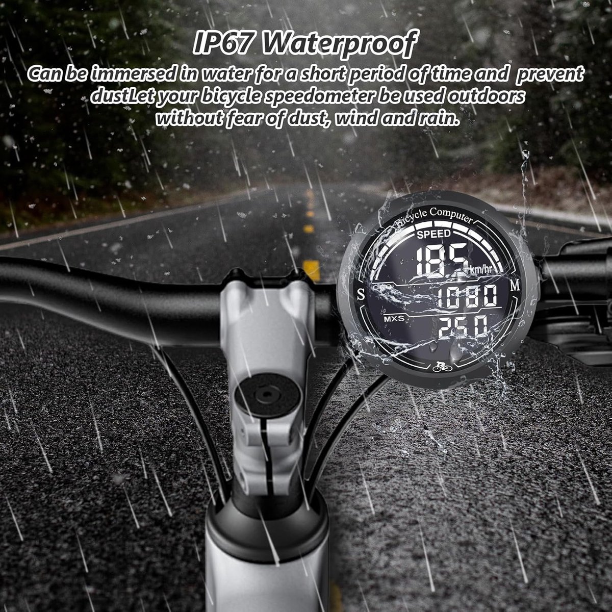 Fietscomputer-kilometerteller fiets-snelheidsmeter fiets-Draadloze fietscomputer - 2,2" LCD-scherm, automatische achtergrondverlichting - Universeel 12 functies, IP67 waterdicht - Fietssnelheidsmeter en kilometerteller, geschikt voor fietsen - Grijs – foto 3