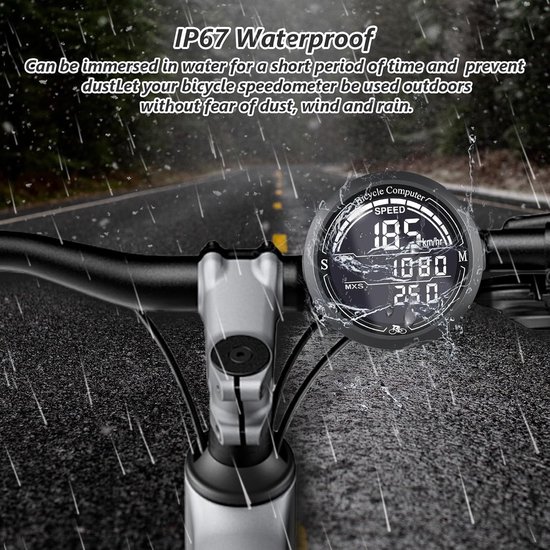 Fietscomputer-kilometerteller fiets-snelheidsmeter fiets-Draadloze fietscomputer - 2,2" LCD-scherm, automatische achtergrondverlichting - Universeel 12 functies, IP67 waterdicht - Fietssnelheidsmeter en kilometerteller, geschikt voor fietsen - Grijs van Fietscomputer. — afbeelding 3