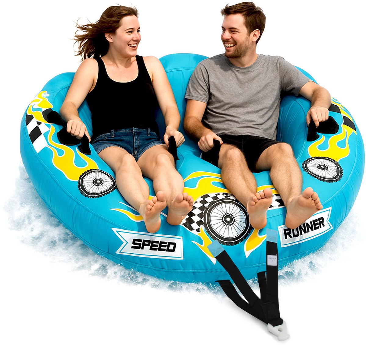 SereneLife Opblaasbare Sleeptube - Twee-Persoons Waterboot Float-Watersport Opblaasbare Trekboten/Tubes- Dubbele Zitplaatsen- PVC Blaas- Schuimkussen- Handgrepen
