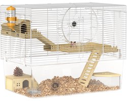 PawHut Hamsterkooi 59x35,5x47cm Staaldraad Wit