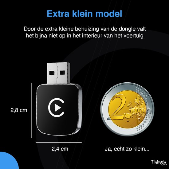 Premium 2-in-1 Carplay Dongle - Draadloos Carplay & Android Auto - Android Auto Dongle - Extra Klein Model - Snelle & Stabiele Connectie