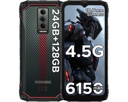 DOOGEE Blade10 Energy-Onbreekbare Mobiele Telefoon-Smartphone-Android 15 -24GB RAM+ 128GB ROM/(2TB TF)- 6.56" + 90Hz-6150mAh-Bouwplaats Telefoon 16MP + 8MP-Rood