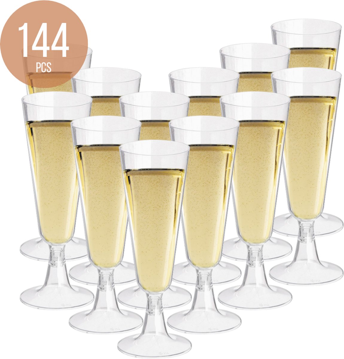 OTIX Kunststof Champagne Glazen - Herbruikbaar - 144 stuks - 150ml - Transparant - Kunststof - MERIDIAN