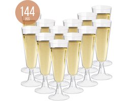 OTIX Champagneglazen Plastic 144 Stuks - 150ml - Elegante Look - Herbruikbaar & Transparant - Kunststof Champagne Glazen - Voor Bruiloft, Verjaardag & Feest - MERIDIAN