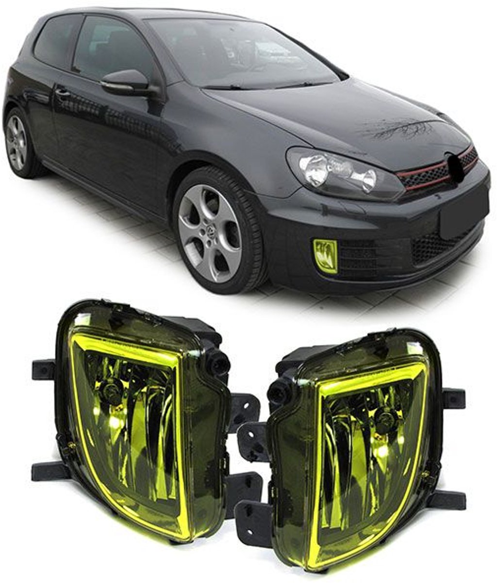 Geel Glas Mistlampen Geschikt voor Volkswagen Golf 6 VI GTI en GTD 2008 t/m 2011 Yellow Mistlamp Bumper Grill Styling Spoiler